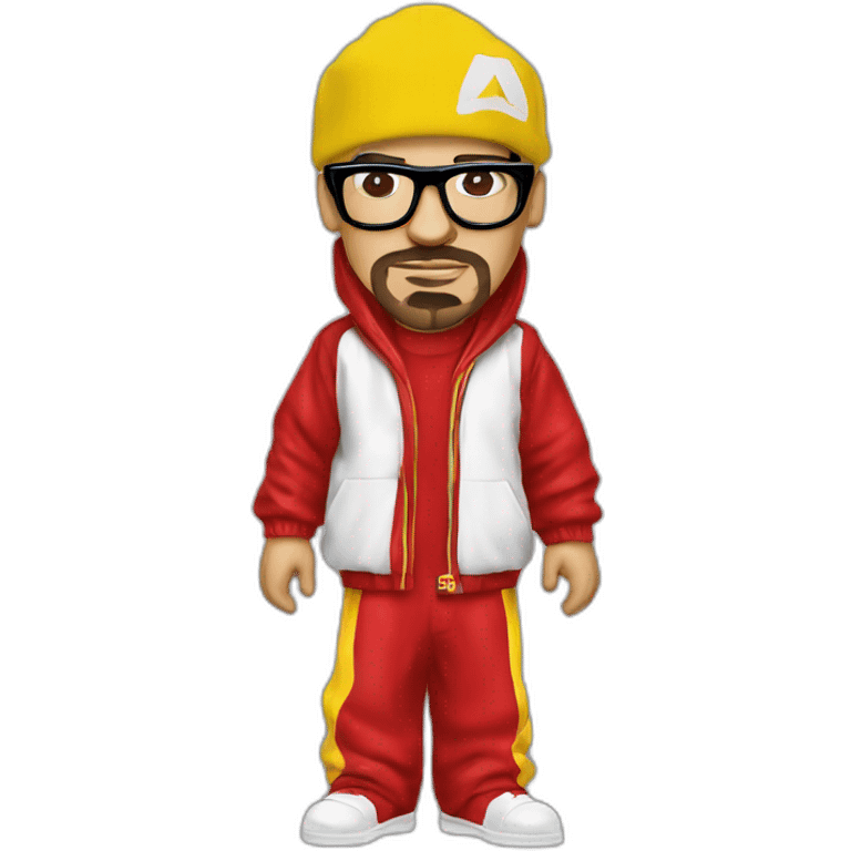 Ali G wearing red acrylic clothes emoji