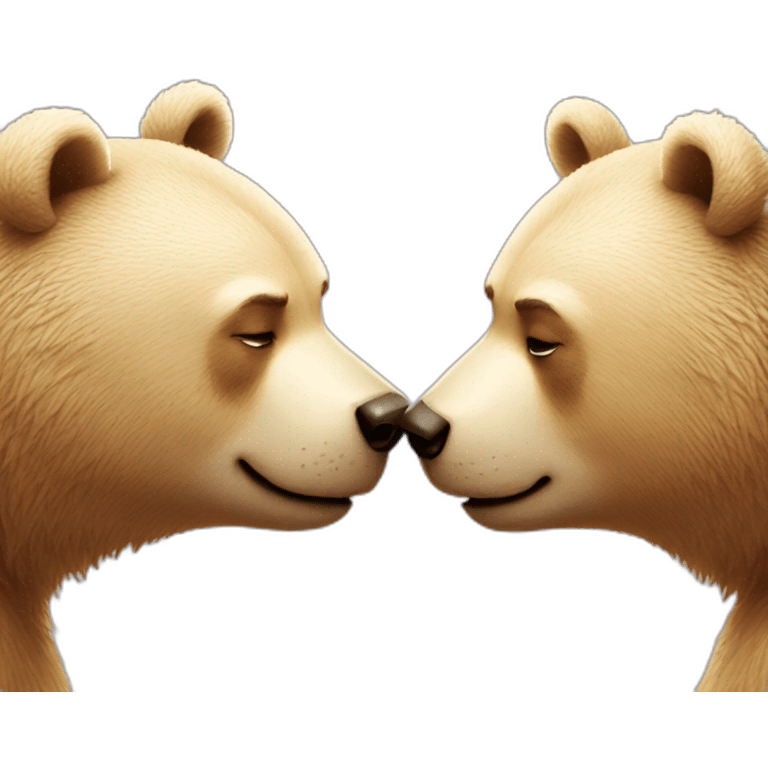 Female bear and male bear kissing, face only, with hearts above them emoji