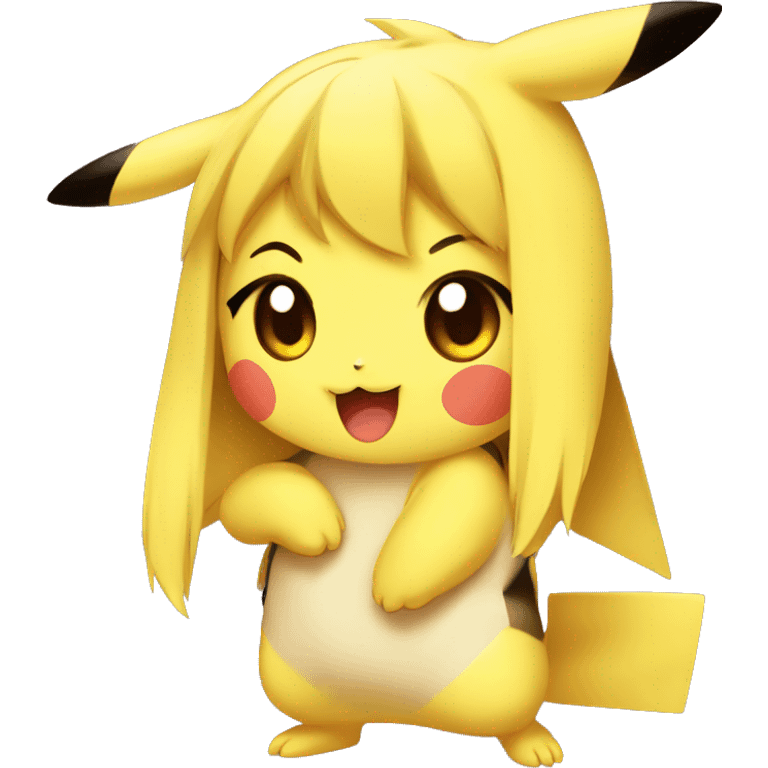 Pikachu, cute, female, blushing, UwU face, simple, chibi emoji