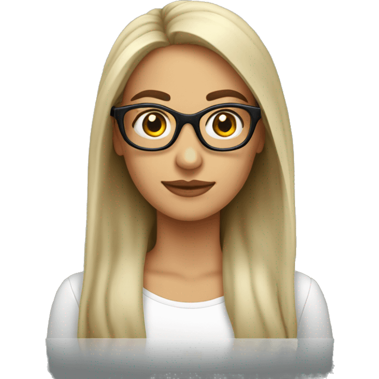 mujer piel banca pelo largo gafas emoji