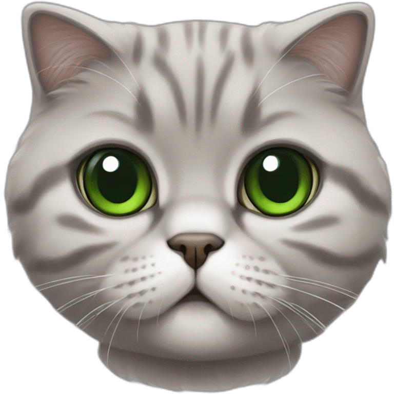 Scottish fold cat with green eyes and big fluffy cheeks  emoji