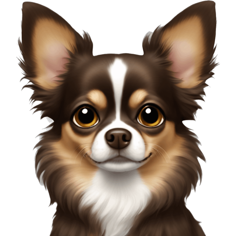 A dark brown longhair chihuahua cozy emoji