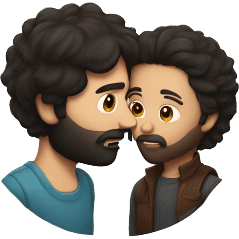 dark haired girl kisses dark haired bearded man emoji