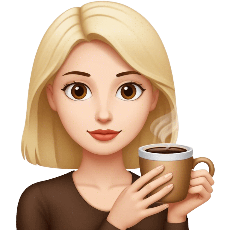 Pinup girl holding coffee emoji