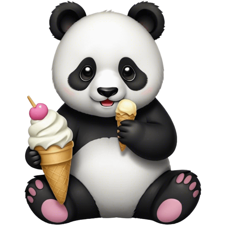 Panda eating ice cream emoji