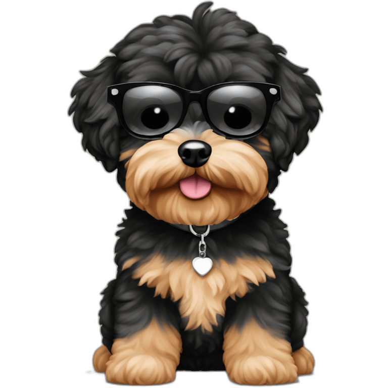 Black and tan maltipoo with sunglasses  emoji