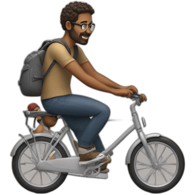 Designer dad with toddler on bike emoji