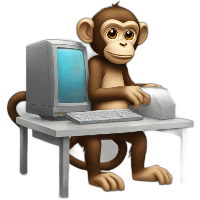 Monkey with computer emoji