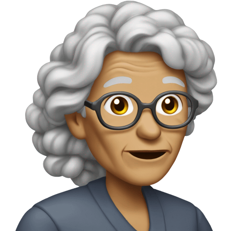 Granny with long hair smoking emoji