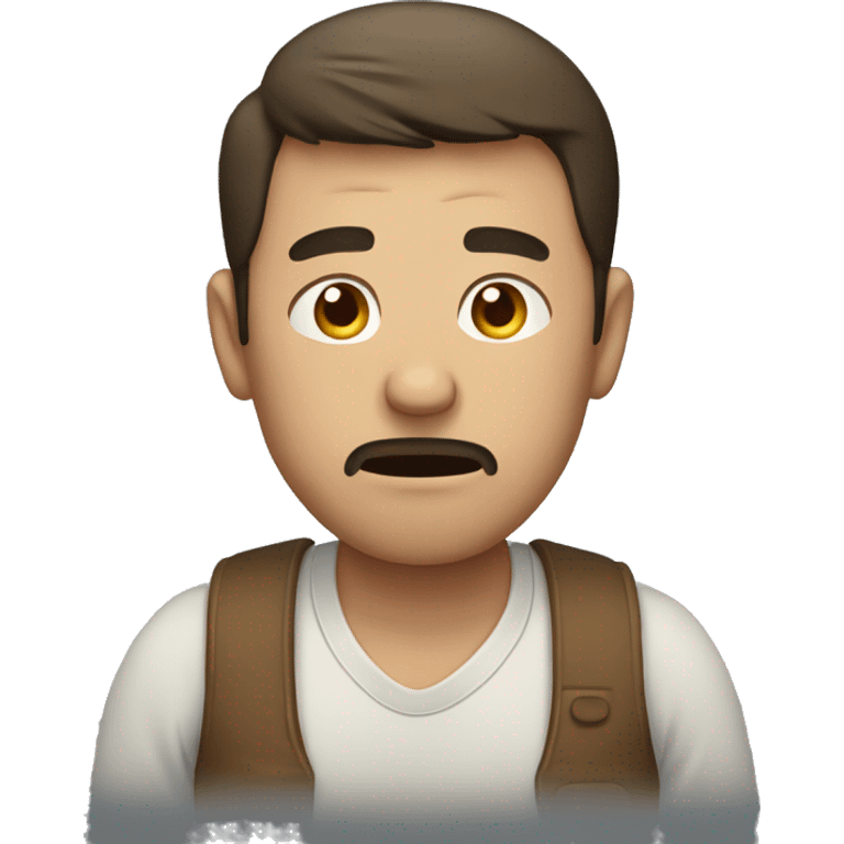 man holding his stomach with worried face emoji