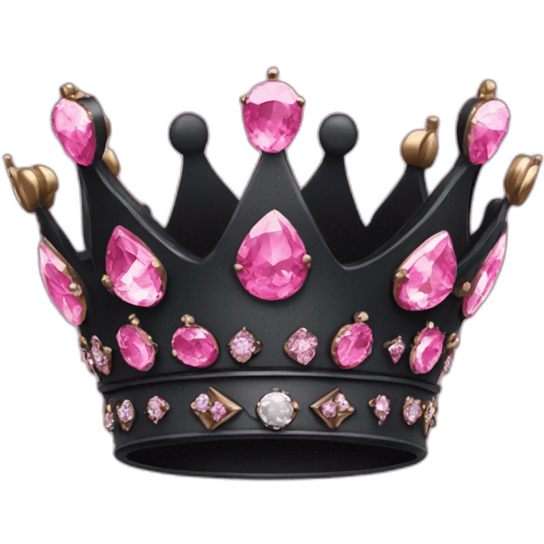 A black crown with pink diamonds emoji