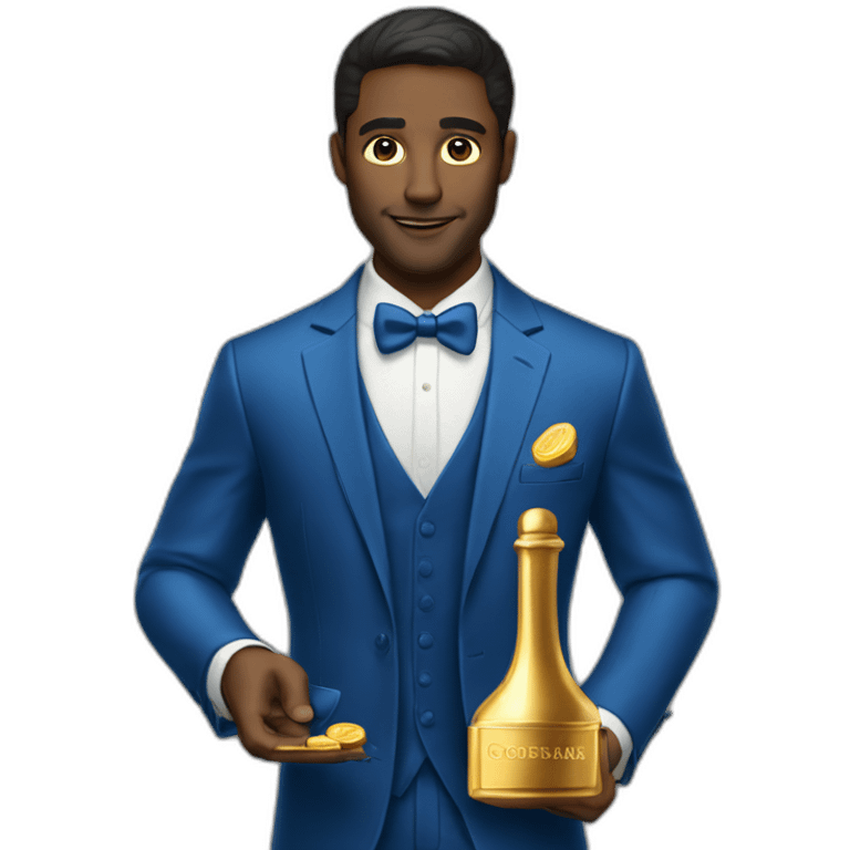 Posh-man-with-blue-suit-offering-goldbar emoji