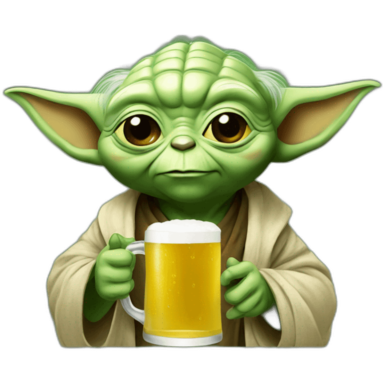 Yoda drinking beer emoji