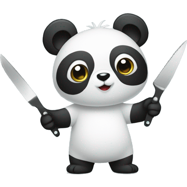 A panda holding two scissors emoji