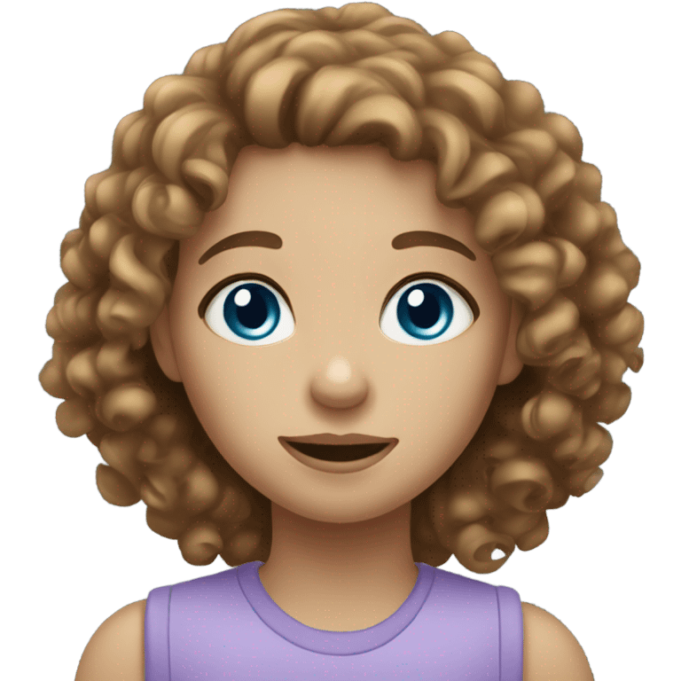 Disabled blue eyes girl with curly brown hair  emoji