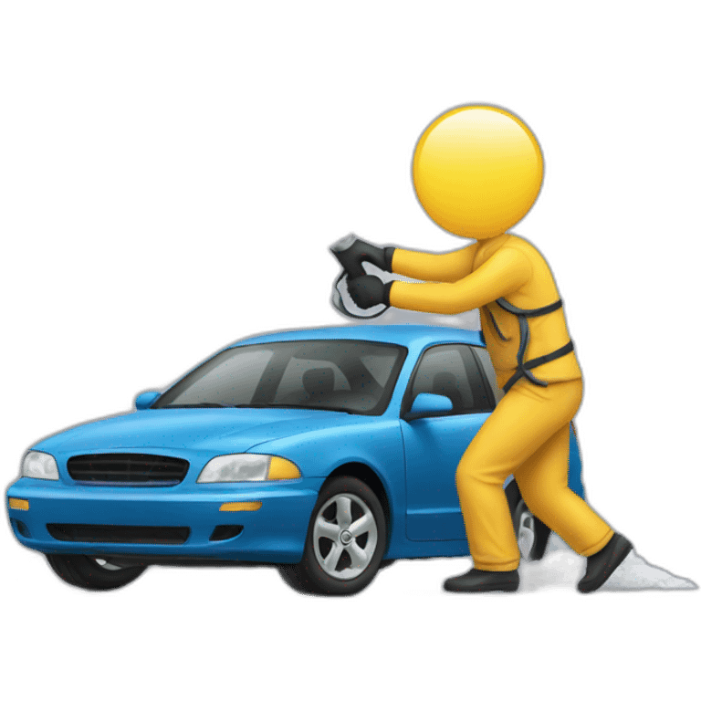 man spraying the bottom of a car emoji