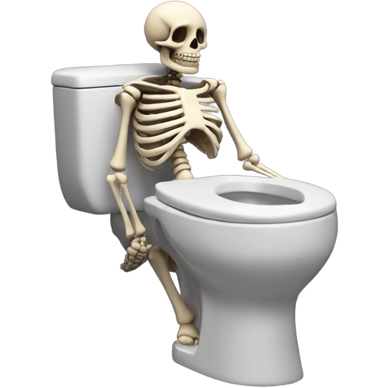 A skeleton sitting on the toilet and waiting for friend to pick up the phone  emoji