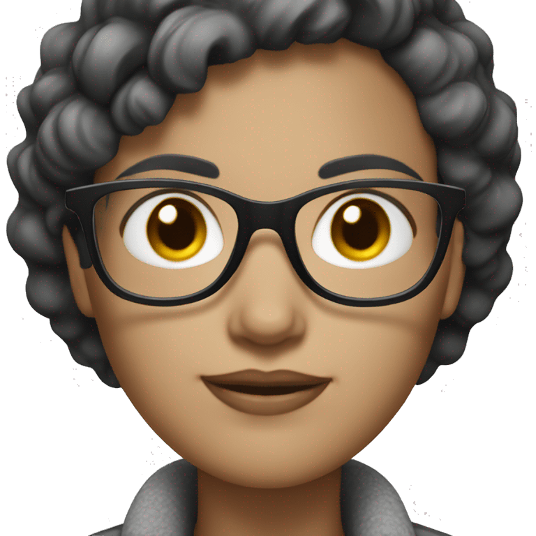 White skin black and gray short hair woman glasses emoji