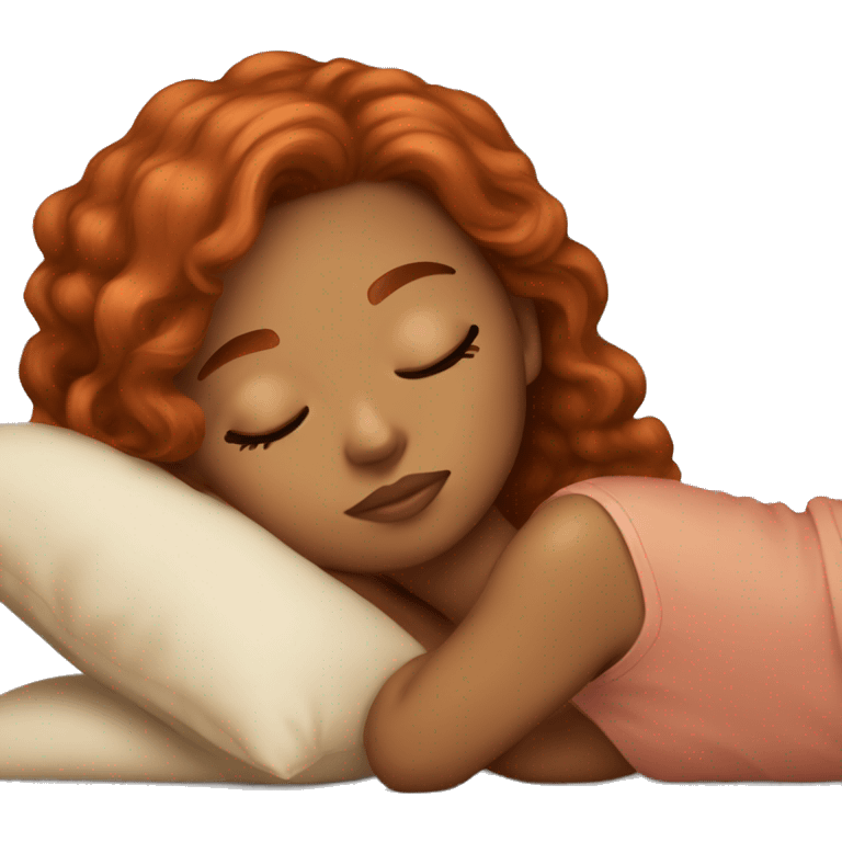 Light skin girl with rich copper hair color sleeping emoji