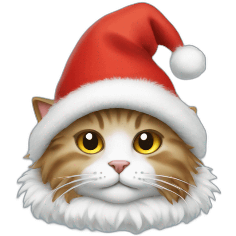 Fluffy cat Christmas hat emoji