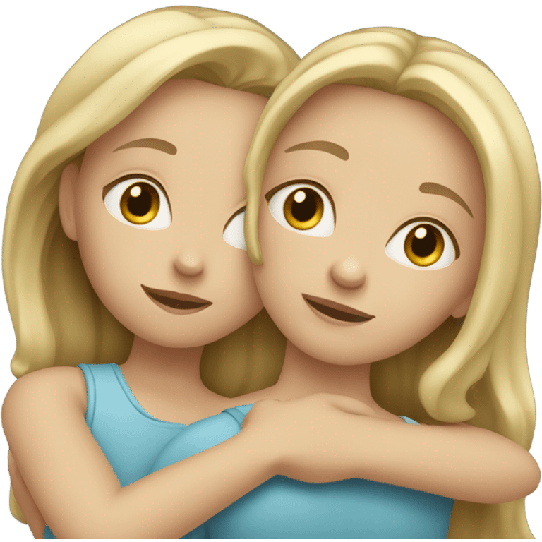 two white girls hugging emoji