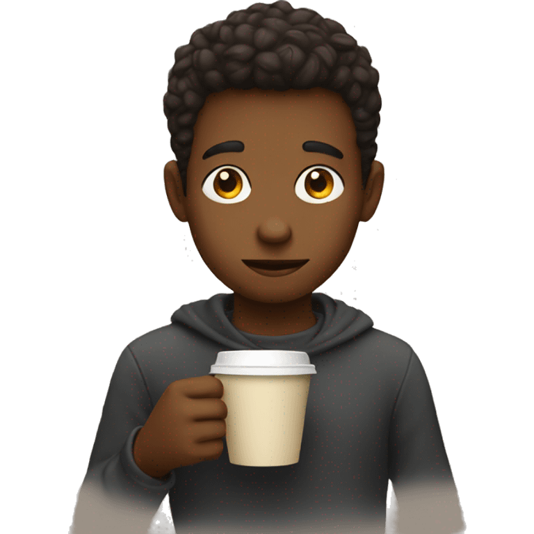 thoughtful boy with coffee  emoji