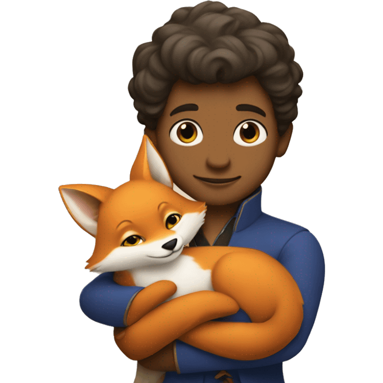 A little prince holds a fox in his arms emoji