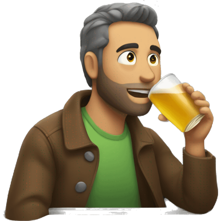 Guy drinking a cider on a train emoji