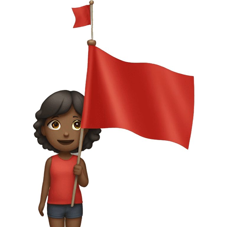 girl holding a little red flag emoji