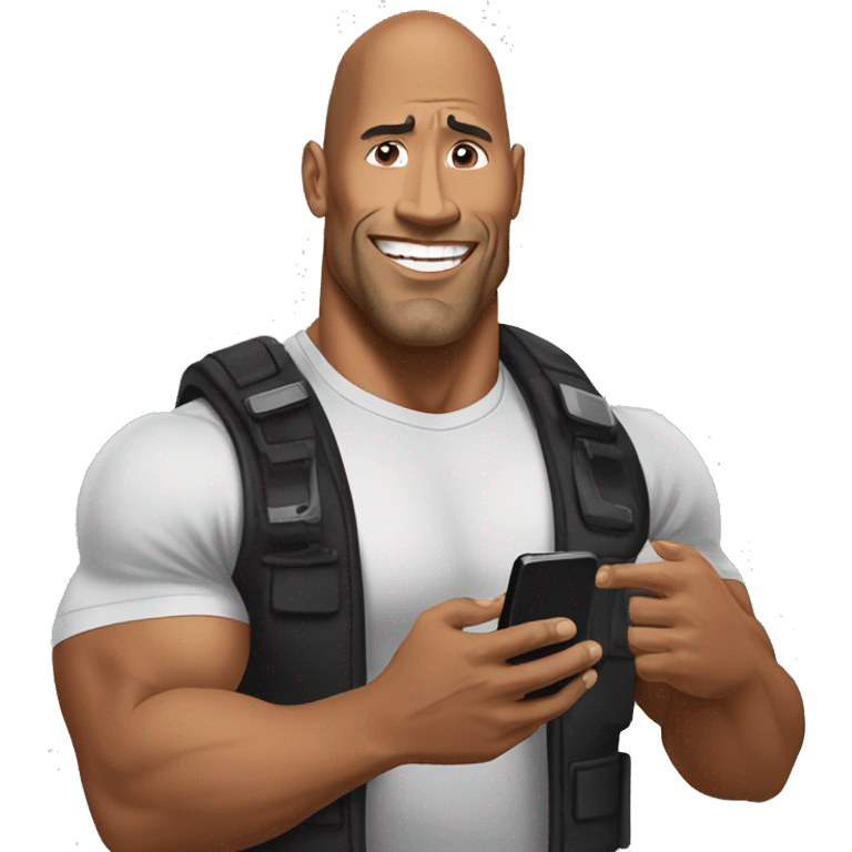 the rock holding a mobile phone emoji