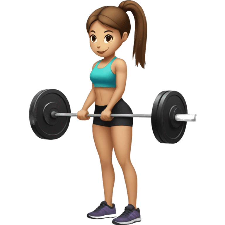 Girl with brown ponytail doing deadlifts  emoji