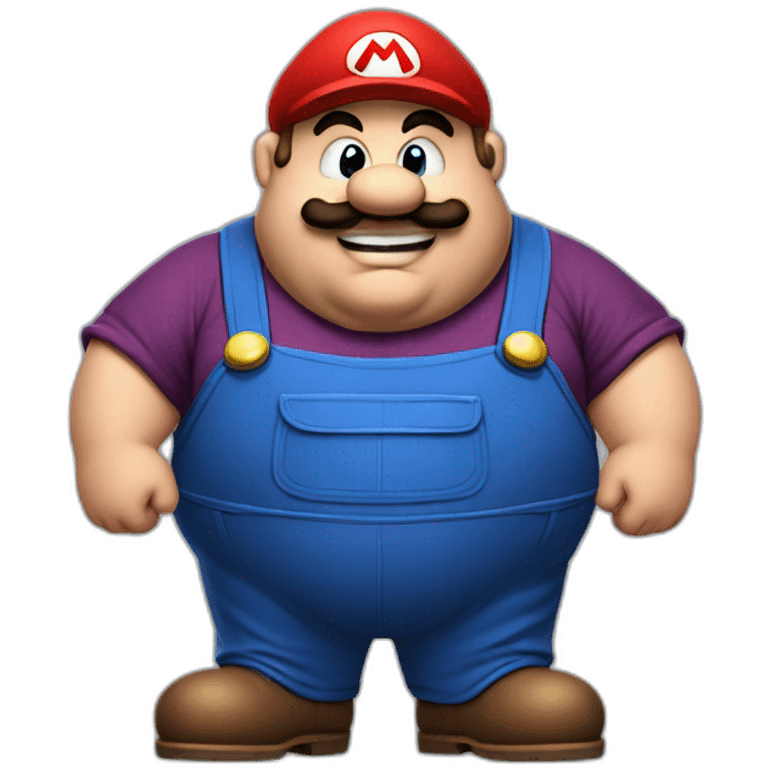 fat plumber with a costume of mario bros emoji