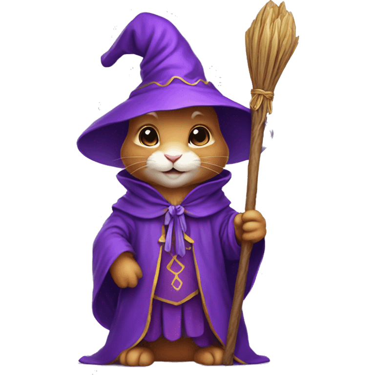 rabbit wizard purple clothes holding a carot staff emoji