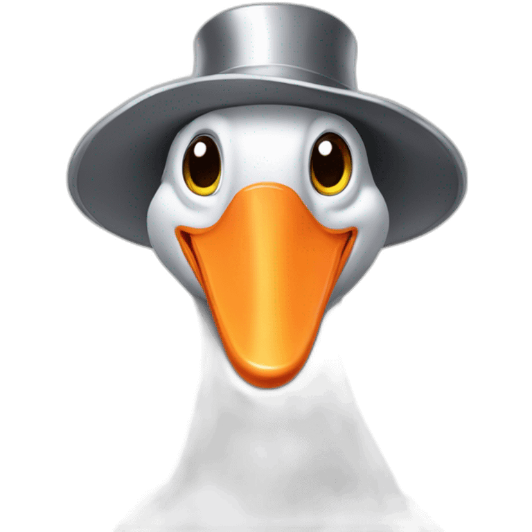 Silver goose with a hat emoji