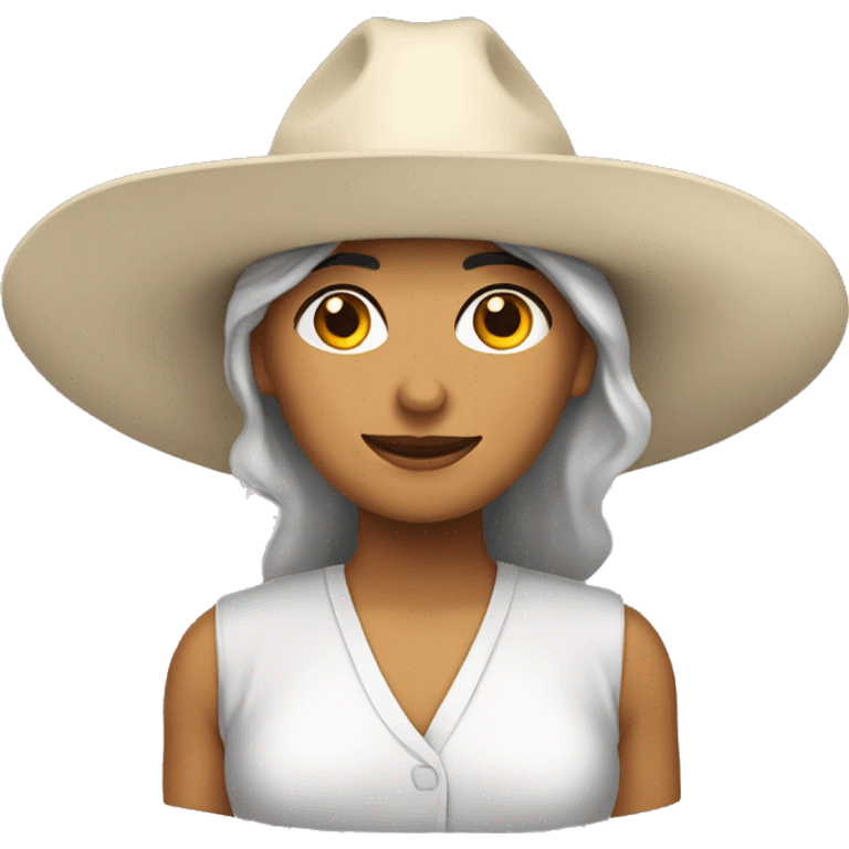 Mujer blanca con sombrero vueltiao  emoji