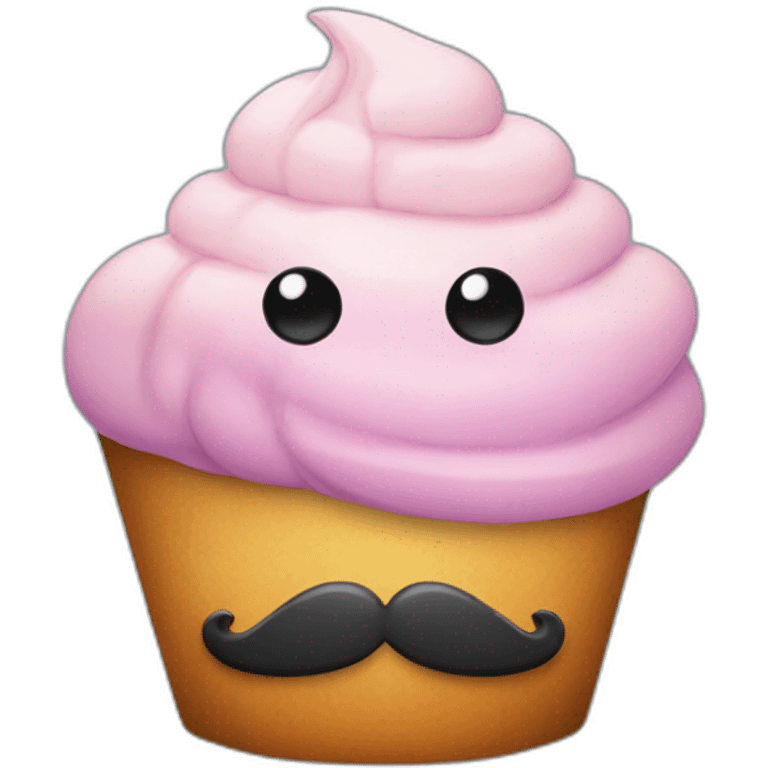 cute cupcake with smiling face eyes and moustaches  emoji