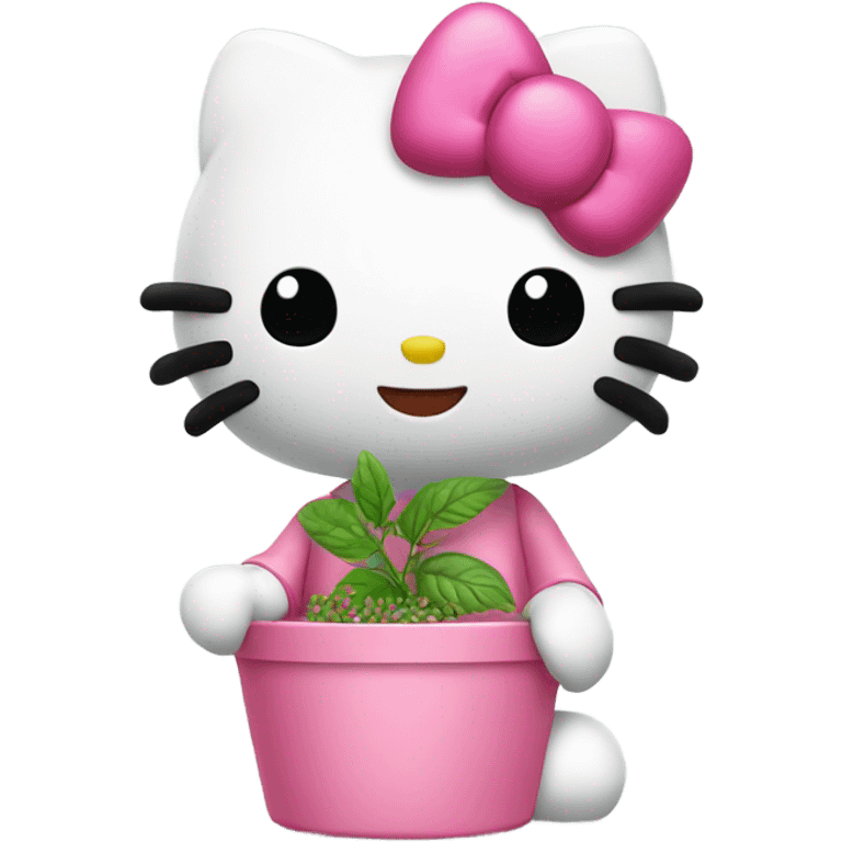 Hello kitty holding Pink herb nug emoji