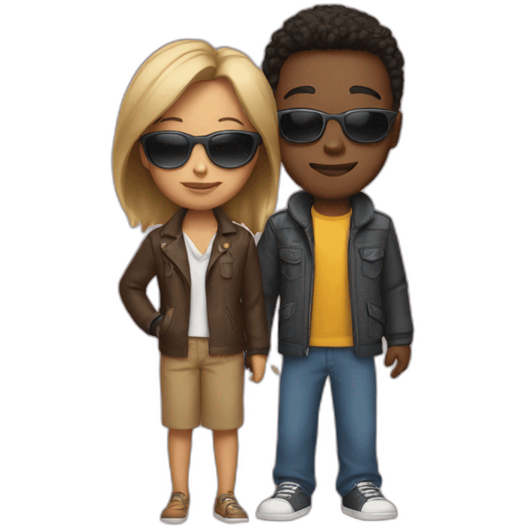 woman with sunglasses and a boy emoji