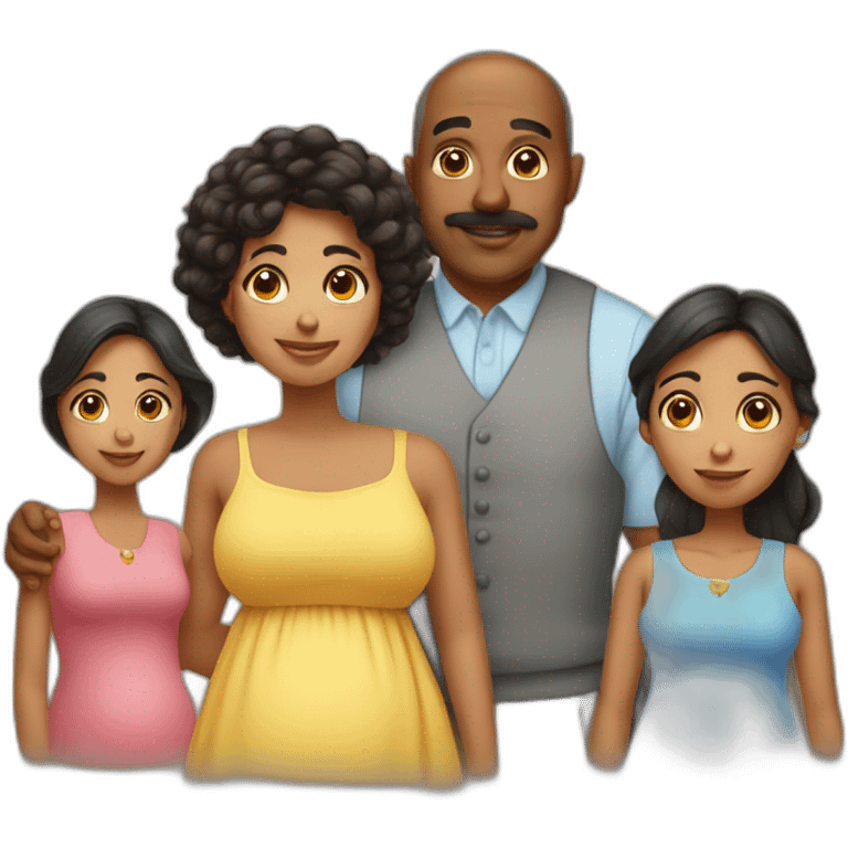 Latin niece with uncle and pregnant aunt emoji