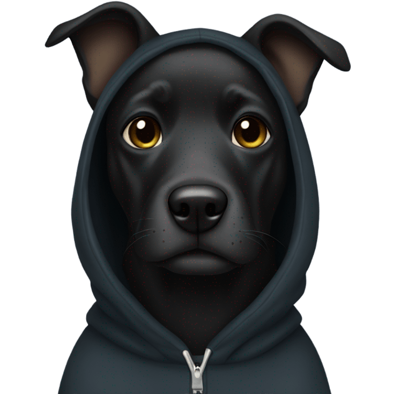 Black Dog wearing a hoodie emoji