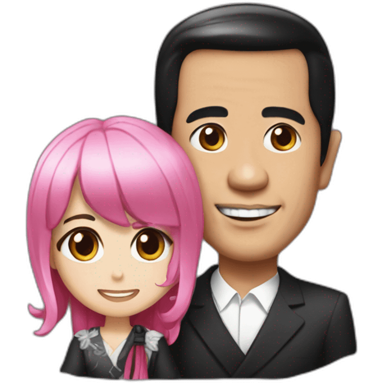 President Jokowi holding anime girl pink hair emoji