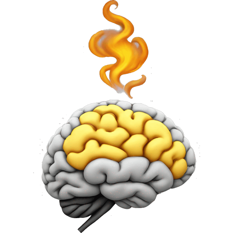 Smoke coming out at the top of brain emoji