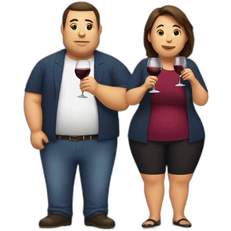 overweight couple drinking wine emoji