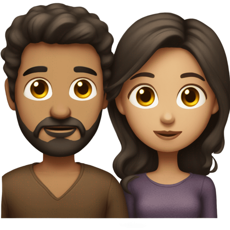 Man with dark hair and dark beard kiss beautiful girl with brown hair  emoji