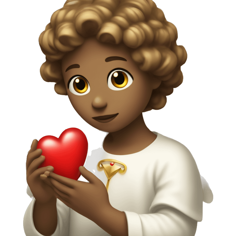 Angel with aureola and red heart in a hand emoji