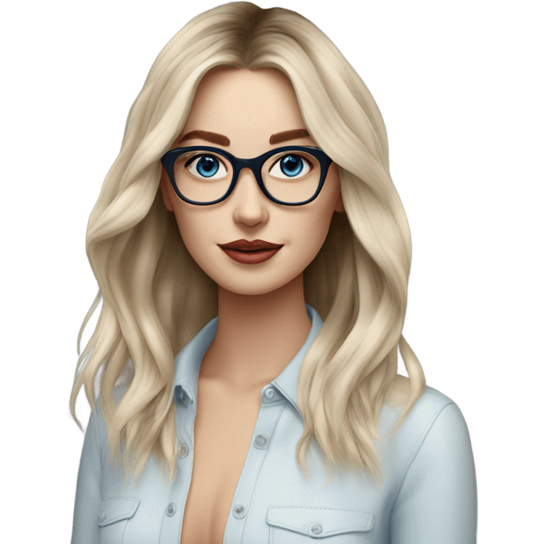 Shoulder length Balayage pale model lady with glasses and blue eyes  emoji