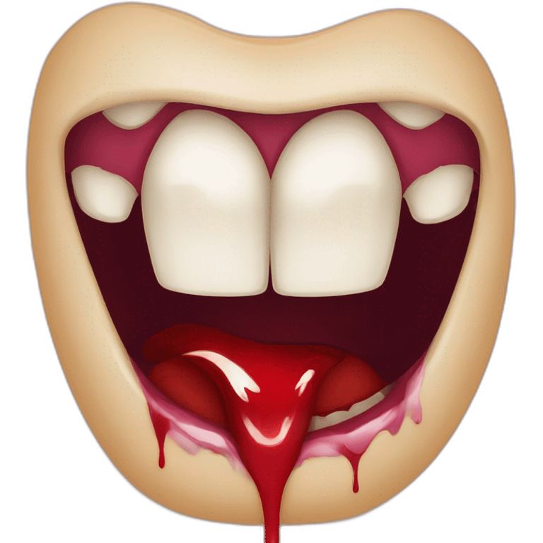 vampire mouth with blood emoji