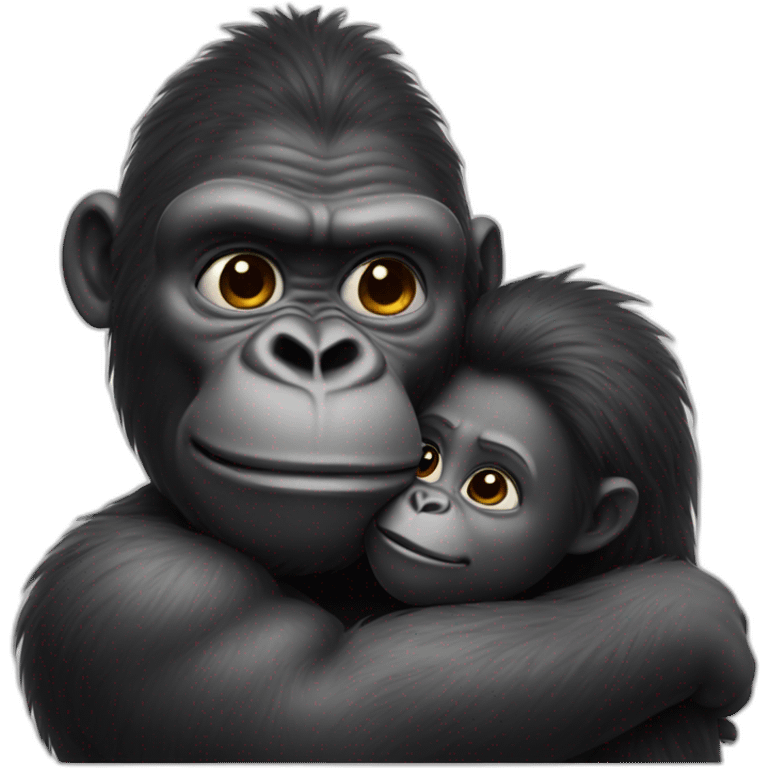 Big King Gorilla holding a girl on his arms emoji