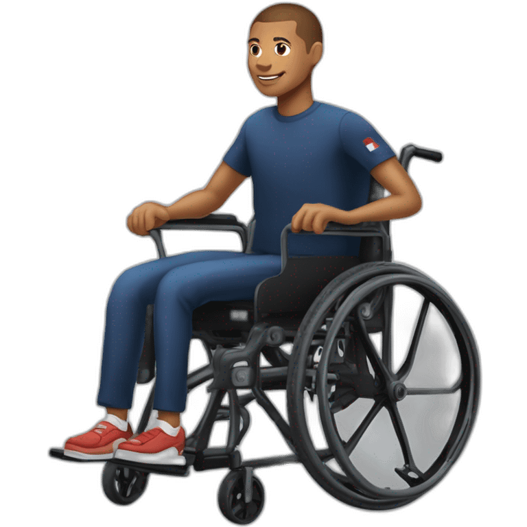 Handicapé en fauteuil roulant tenant la main de Kilian Mbappe emoji