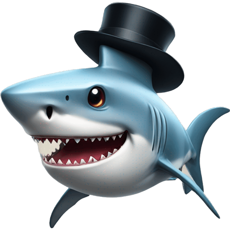 Shark with a top hat emoji